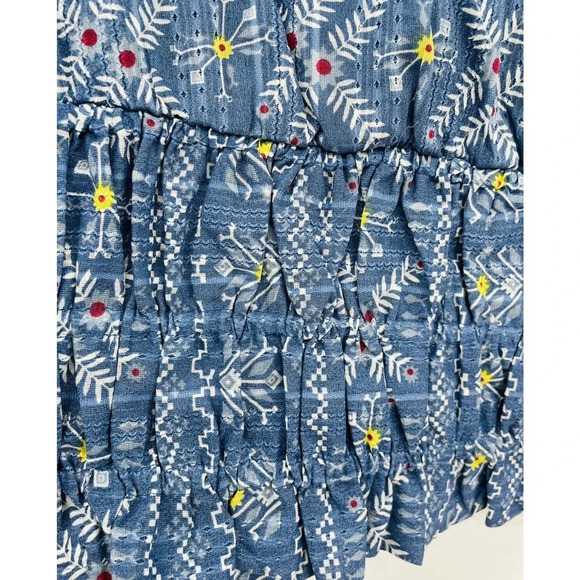 Anthropologie Forever That Girl Blue Floral Smocked Blouse Ruffled Size Small - Picture 10 of 11